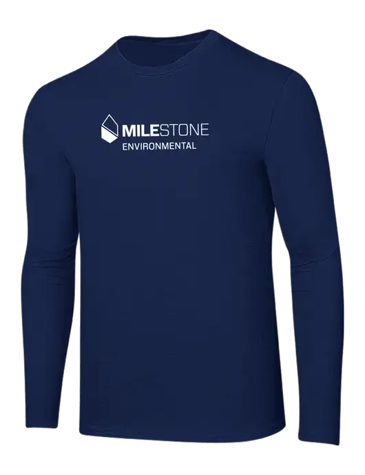 Ring Spun Navy 4.5 oz Long Sleeve T-Shirt w/Milestone Environmental Logo