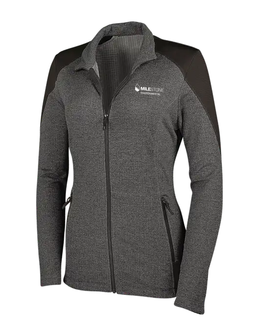 Medium Grey Heather Womens Grid Fleece Jacket w/Milestone Environmental Logo