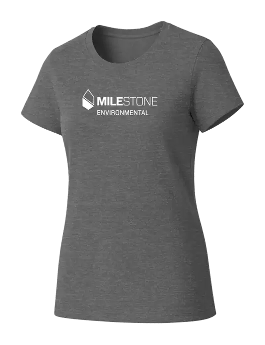 Womens Seriously Soft Grey Frost T-Shirt w/Milestone Environmental Logo