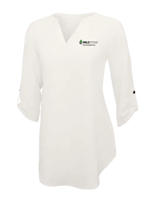 Ivory Womens 3/4 Sleeve Tunic Blouse w/Milestone Environmental Logo