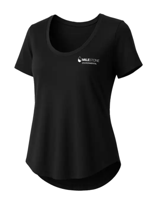 Mercer+Mettle Womens Black Stretch Jersey Relaxed Scoop w/Milestone Environmental Logo