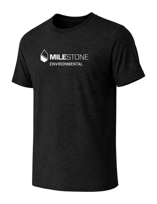 BELLA+CANVAS Black Heather CVC Short Sleeve Tee w/Milestone Environmental Logo