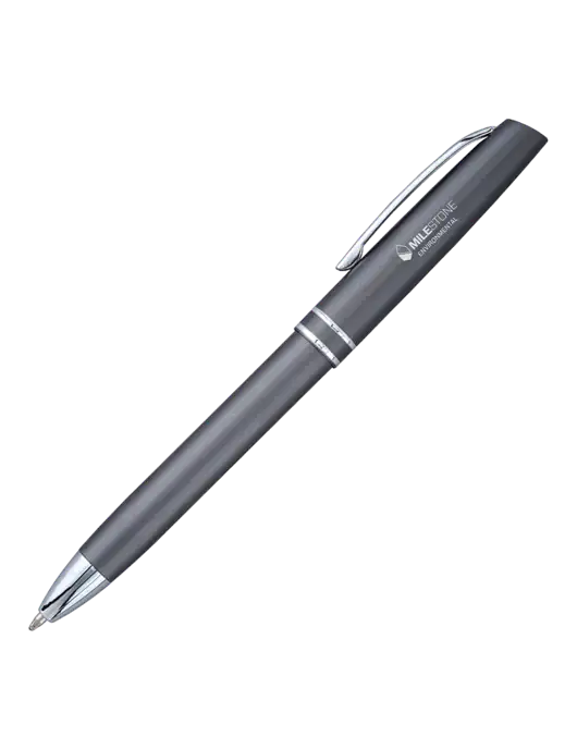 Gunmetal Anguilla Black Ink Pen w/Milestone Environmental Logo