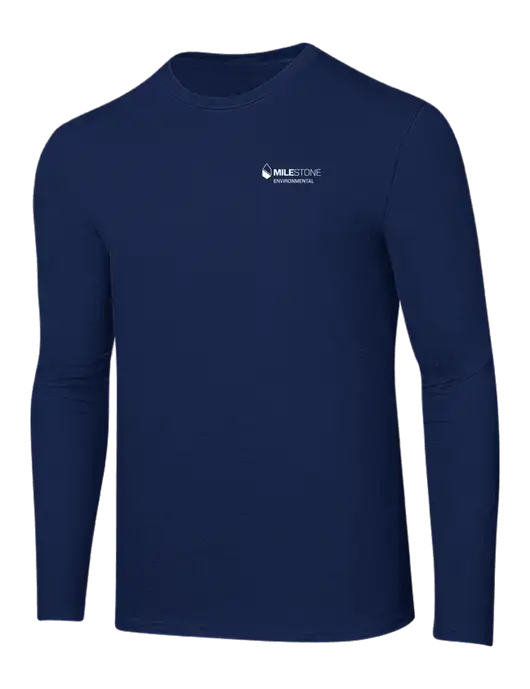 Ring Spun Navy 4.5 oz Long Sleeve T-Shirt w/Milestone Environmental Logo