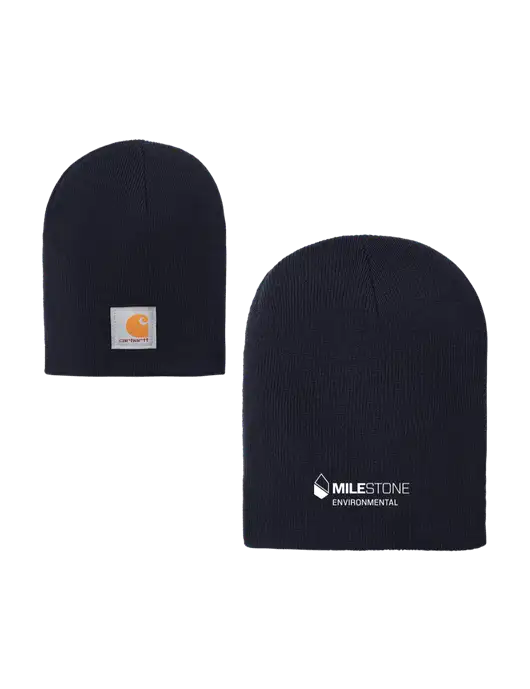 Carhartt Dark Navy Acrylic Knit Hat w/Milestone Environmental Logo