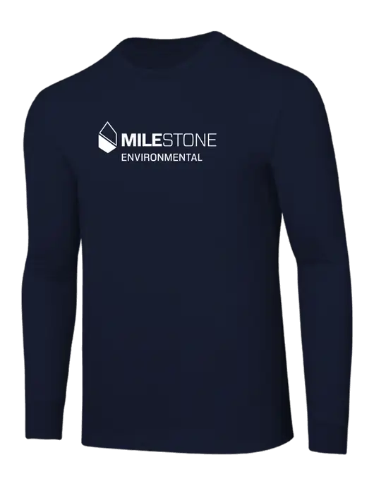 Core Blend Navy Long Sleeve Tee w/Milestone Environmental Logo