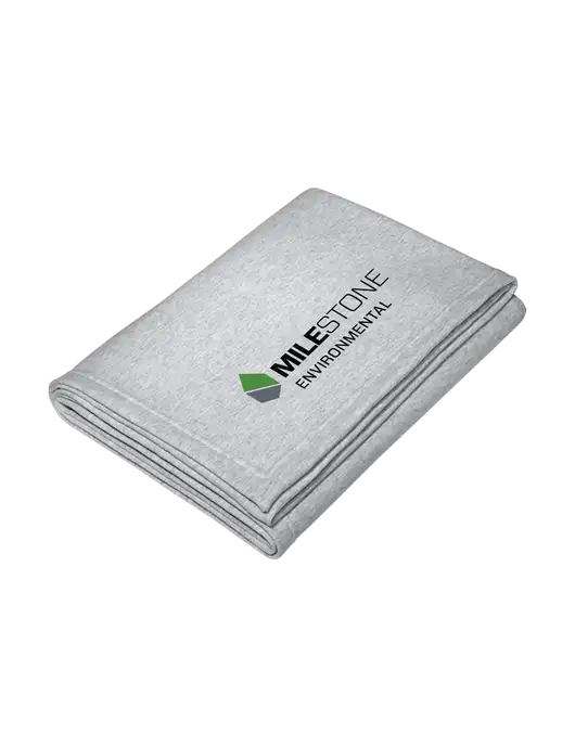 Core Light Grey Heather Fleece Sweatshirt Blanket w/Milestone Environmental Logo