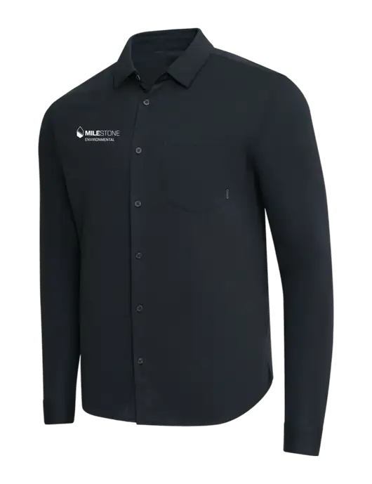OGIO Black Extend Long Sleeve Button Up Shirt w/Milestone Environmental Logo