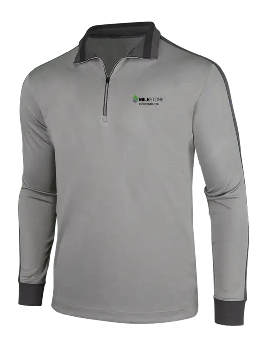 NIKE Athletic Grey/Heather Dark Grey Dry-Fit 1/2 Zip Cover-Up w/Milestone Environmental Logo
