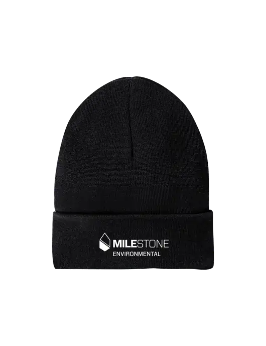 Recycled Black Beanie w/Milestone Environmental Logo
