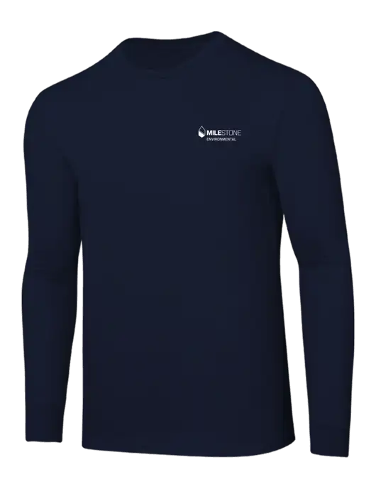 Core Blend Navy Long Sleeve Tee w/Milestone Environmental Logo