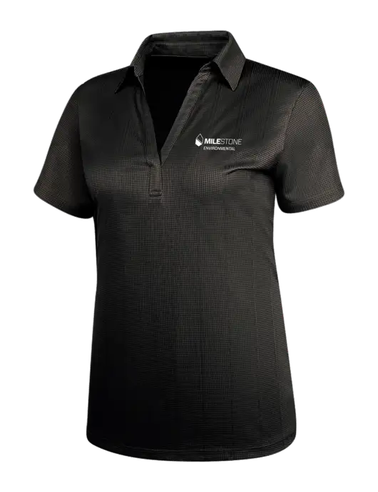Black Womens Performance Fine Jacquard Polo w/Milestone Environmental Logo