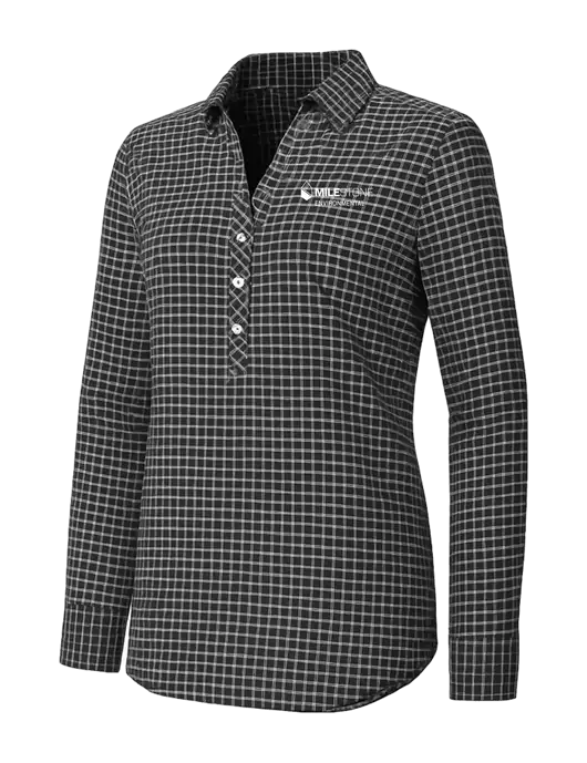 Womens Dark Grey/White City Stretch Shirt w/Milestone Environmental Logo