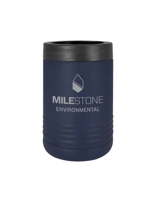 Polar Camel 12 oz Powder Coated Navy Vacuum Insulated Beverage Holder w/Milestone Environmental Logo