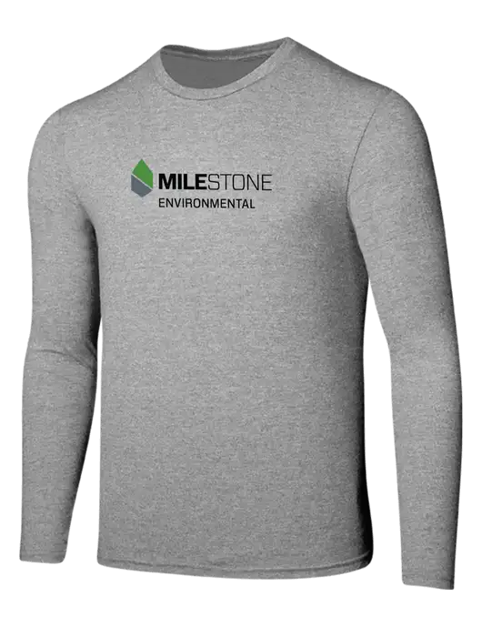 Seriously Soft Light Heathered Grey Long Sleeve T-Shirt w/Milestone Environmental Logo