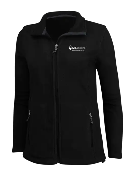 Womens Black Fleece Jacket w/Milestone Environmental Logo