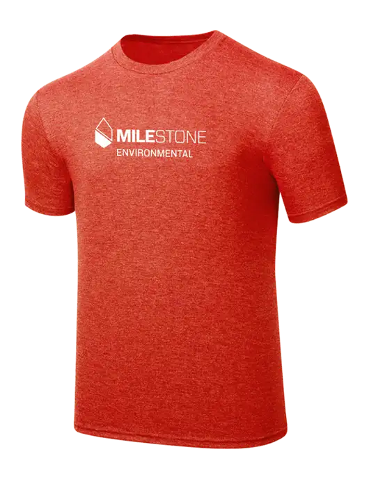 Simply Soft Dark Orange Heathered 4.5oz  Poly/Combed Ring Spun Cotton T-Shirt w/Milestone Environmental Logo