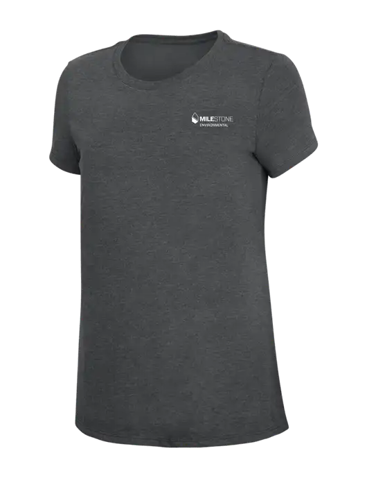 Womens Simply Soft Charcoal 4.5oz Poly/Combed Ring Spun Cotton T-Shirt w/Milestone Environmental Logo