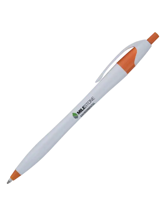 Novella Orange/White Splash Pen - Blue Ink w/Milestone Environmental Logo
