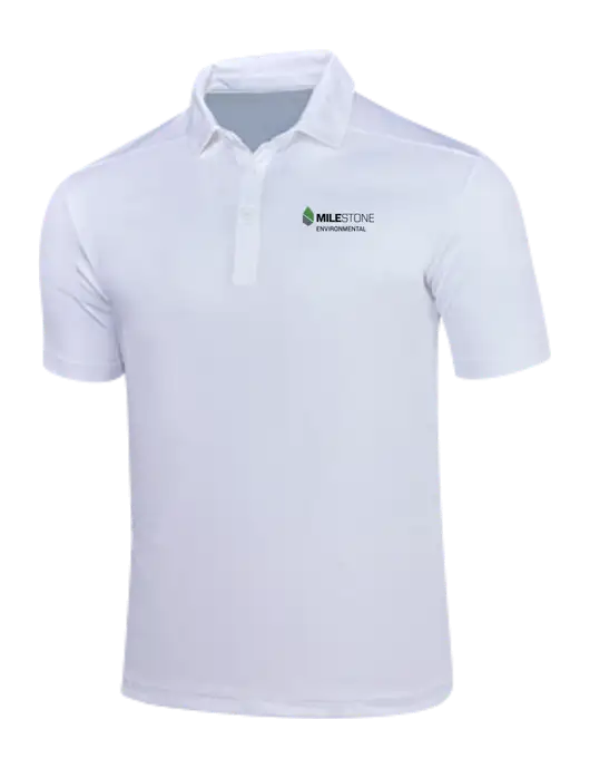 White Posi-UV Pro Polo w/Milestone Environmental Logo