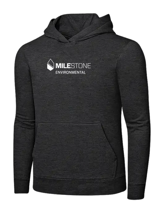 Dark Heather Grey 7.8 oz Ring Spun Hooded Sweatshirt w/Milestone Environmental Logo