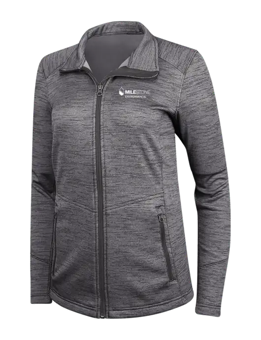 Womens Dark Grey Digi Stripe Fleece Jacket w/Milestone Environmental Logo