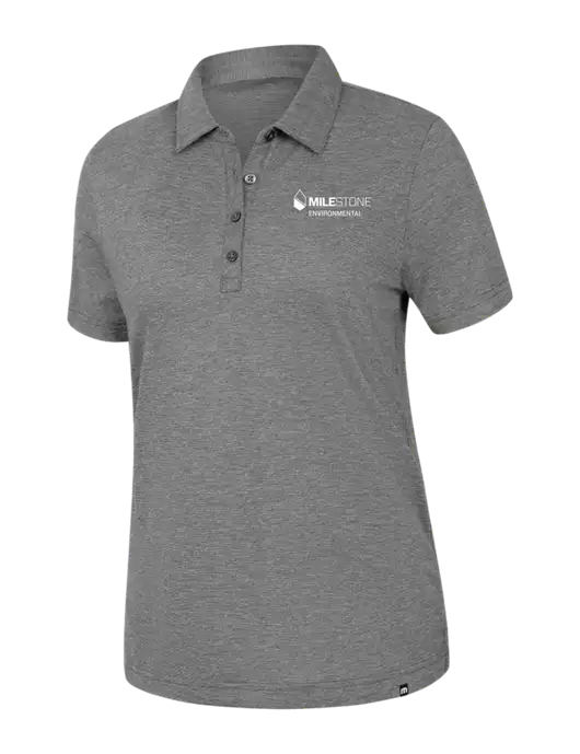 TravisMathew Womens Dark Grey Heather Sunnyvale Polo w/Milestone Environmental Logo