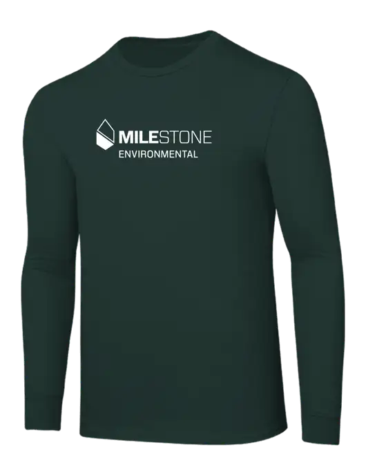 Core Blend Dark Green Long Sleeve Tee w/Milestone Environmental Logo