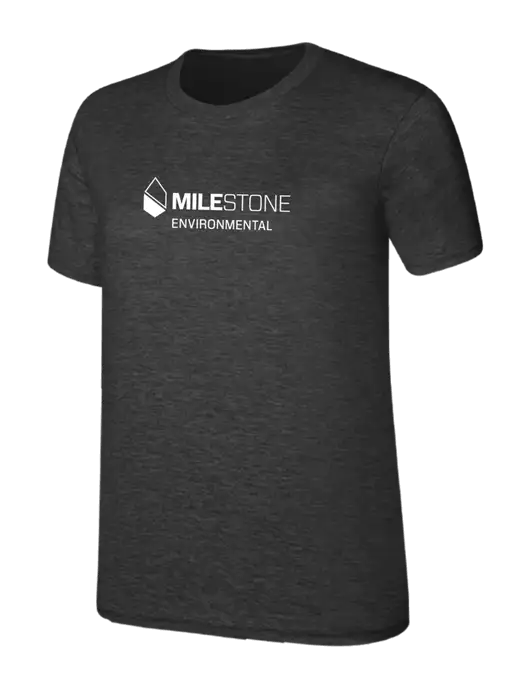 Womens Ring Spun Dark Heather Grey 4.5 oz T-Shirt w/Milestone Environmental Logo