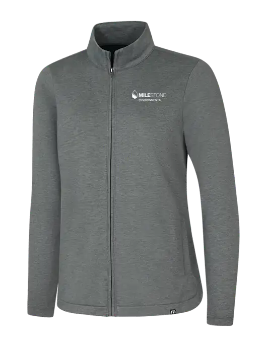 TravisMathew Womens Dark Grey Heather Coveside Full-Zip w/Milestone Environmental Logo