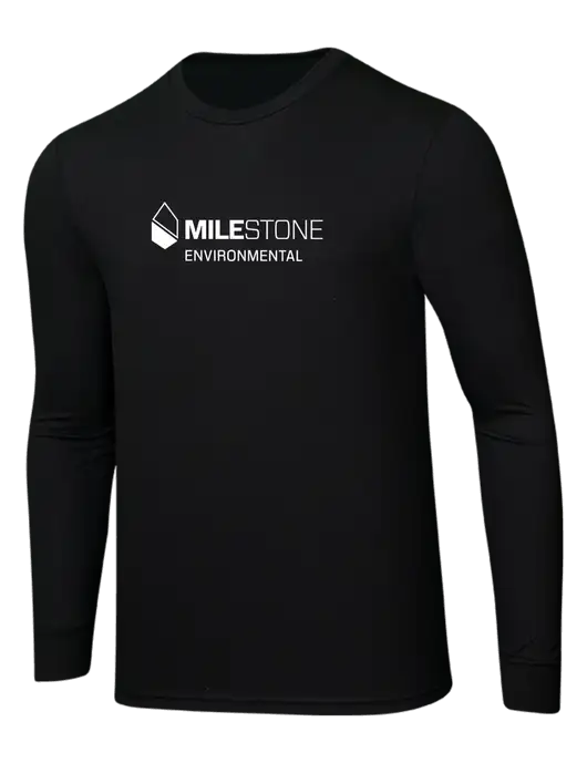 Simply Soft Long Sleeve Black 4.5 oz, Poly/Combed Ring Spun Cotton T-Shirt w/Milestone Environmental Logo