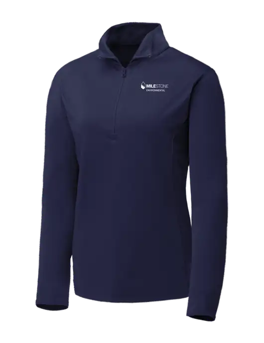 Navy Womens Posicharge Competitor ¼ Zip Pullover w/Milestone Environmental Logo
