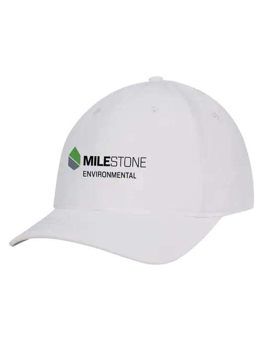 White Nylon Twill Performance Cap w/Milestone Environmental Logo