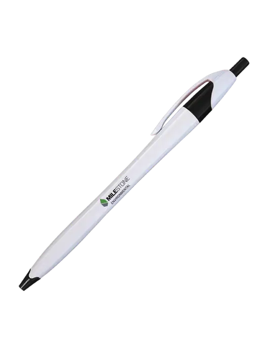 Novella White/Black Classic Pen - Blue Ink w/Milestone Environmental Logo