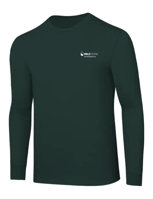 Core Blend Dark Green Long Sleeve Tee w/Milestone Environmental Logo