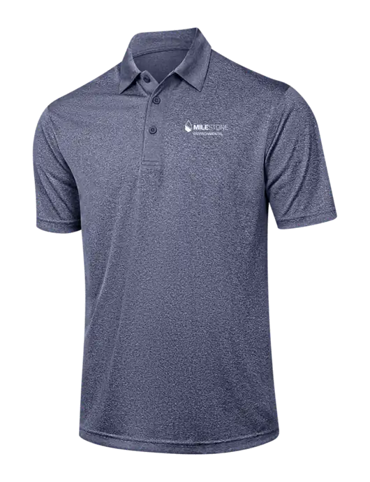 Navy Heather Contender Polo w/Milestone Environmental Logo