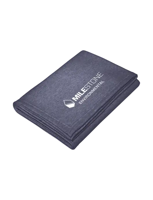 Core Heather Navy Fleece Sweatshirt Blanket w/Milestone Environmental Logo
