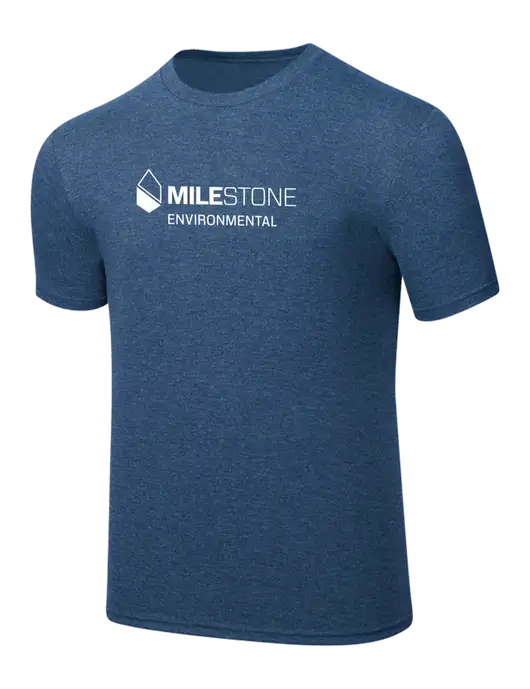Simply Soft Heathered Navy 4.5oz  Poly/Combed Ring Spun Cotton T-Shirt w/Milestone Environmental Logo