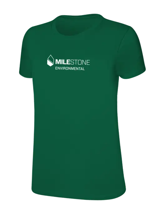 Womens Ring Spun Kelly Green 4.5 oz T-Shirt w/Milestone Environmental Logo