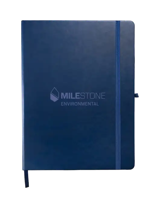 Leeman Navy Tuscany Large Journal 7.5 x 9.875 w/Milestone Environmental Logo