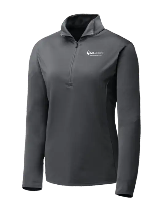 Dark Grey Womens Posicharge Competitor ¼ Zip Pullover w/Milestone Environmental Logo