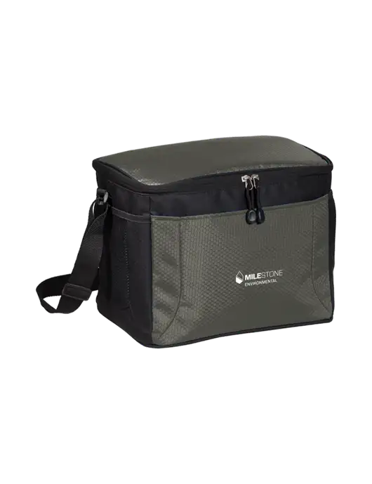12 Can Grey/Black Cube Cooler w/Milestone Environmental Logo