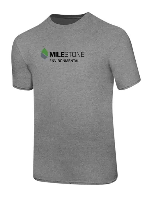 Ring Spun Light Heather Grey 4.5 oz T-Shirt w/Milestone Environmental Logo