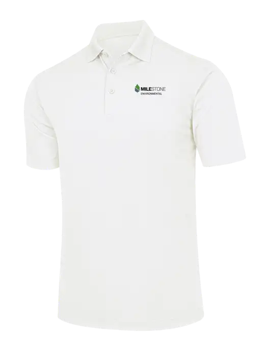 White Micropique Sport-Wick Polo w/Milestone Environmental Logo