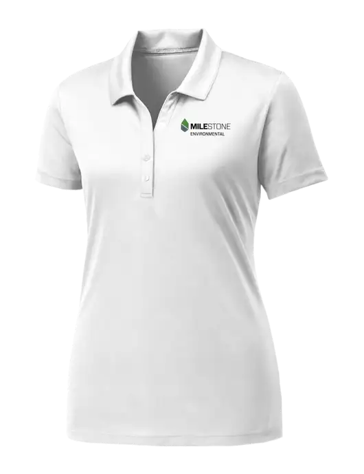 Womens White PosiCharge Competitor Polo w/Milestone Environmental Logo