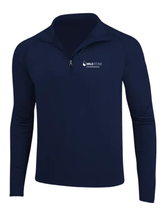 Navy Sport Wick Stretch 1/4 Zip Pullover w/Milestone Environmental Logo