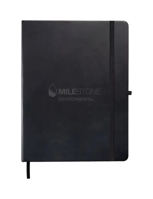 Leeman Black Tuscany Large Journal 7.5 x 9.875 w/Milestone Environmental Logo