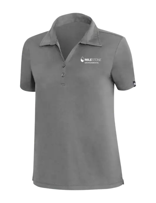 TravisMathew Med Dark Grey Womens Coto Performance Polo w/Milestone Environmental Logo
