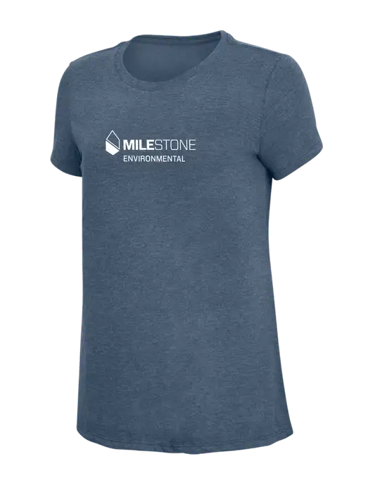 Womens Simply Soft Navy Frost 4.5oz  Poly/Combed Ring Spun Cotton T-Shirt w/Milestone Environmental Logo
