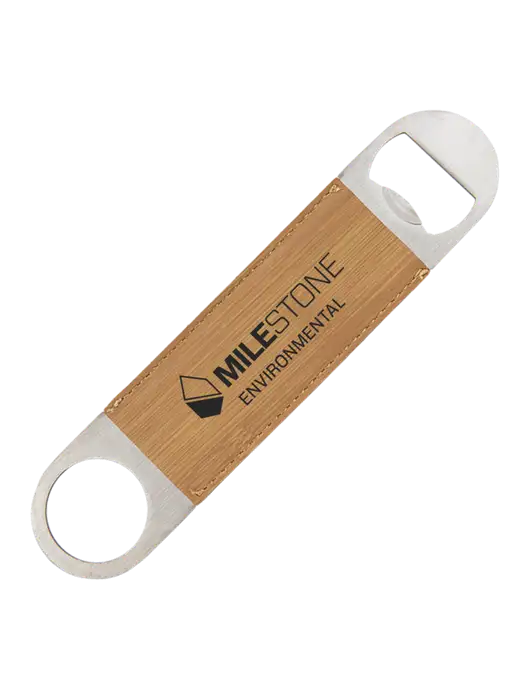 Bamboo Leatherette Bottle Opener w/Milestone Environmental Logo